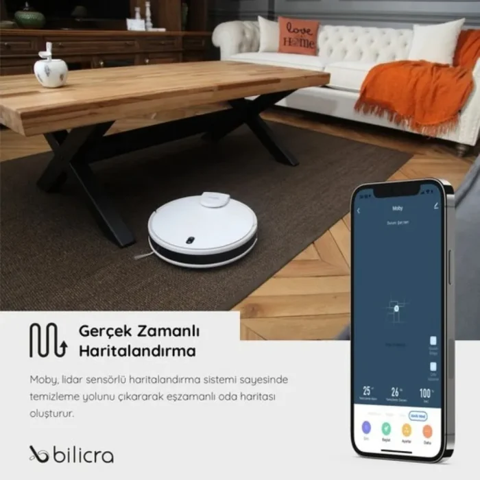 Bilicra Moby Akıllı Robot Süpürge ve Mop - Görsel 3