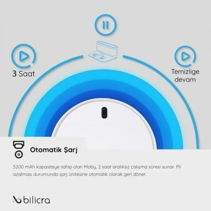 Bilicra Moby Akıllı Robot Süpürge ve Mop - Görsel 2